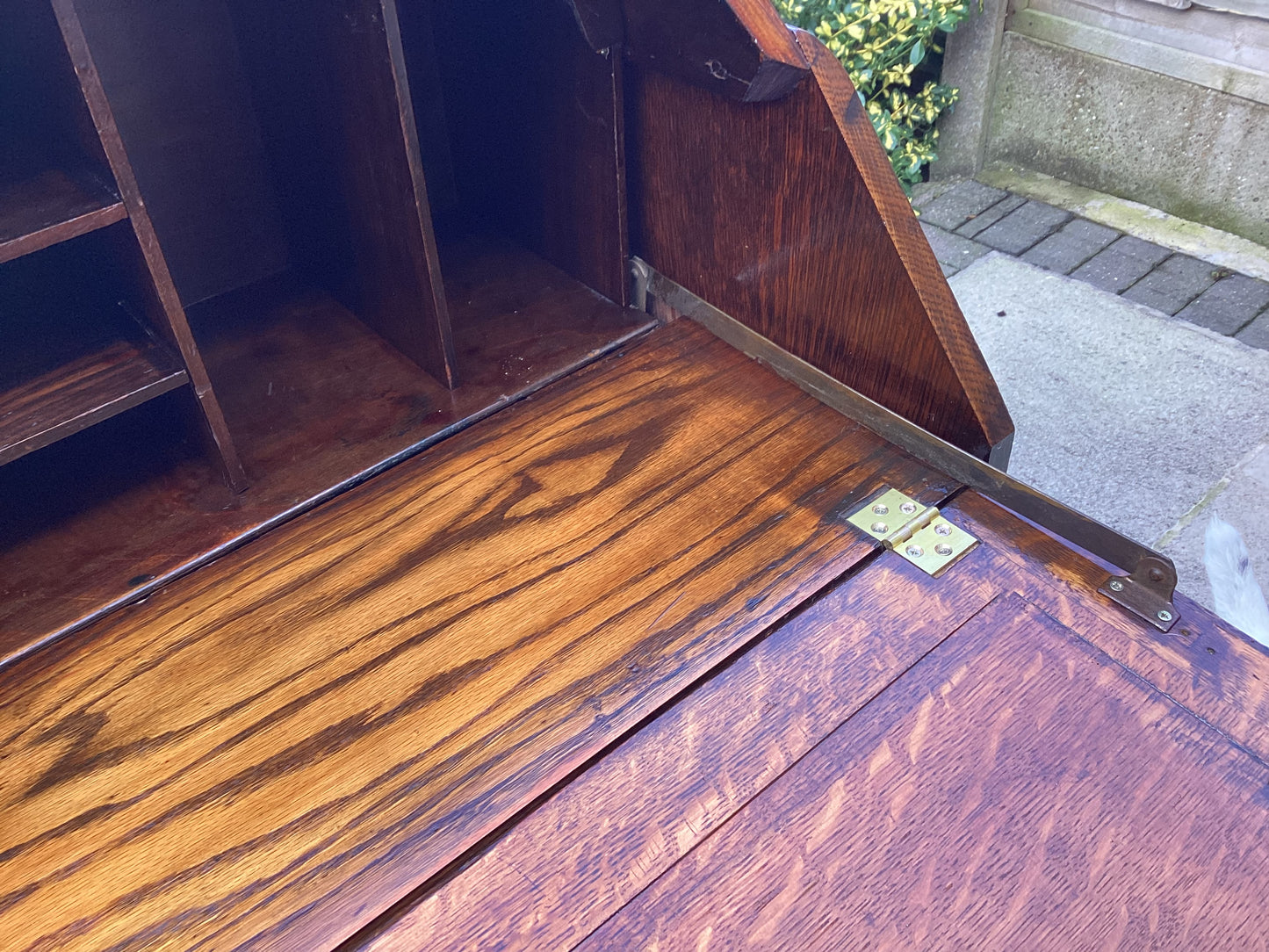 Vintage Oak Bureau With Key