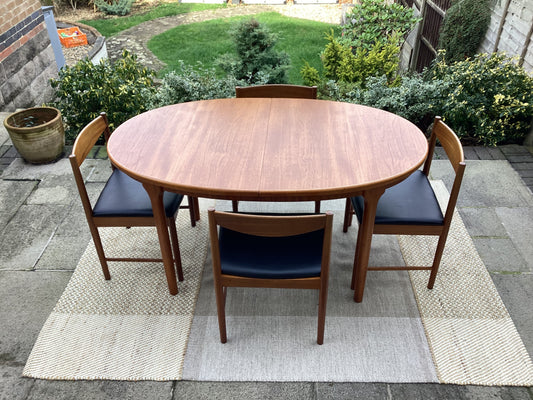 McIntosh Mid Century Teak Oval Extending Dining Table With 4 McIntosh Dining Chairs