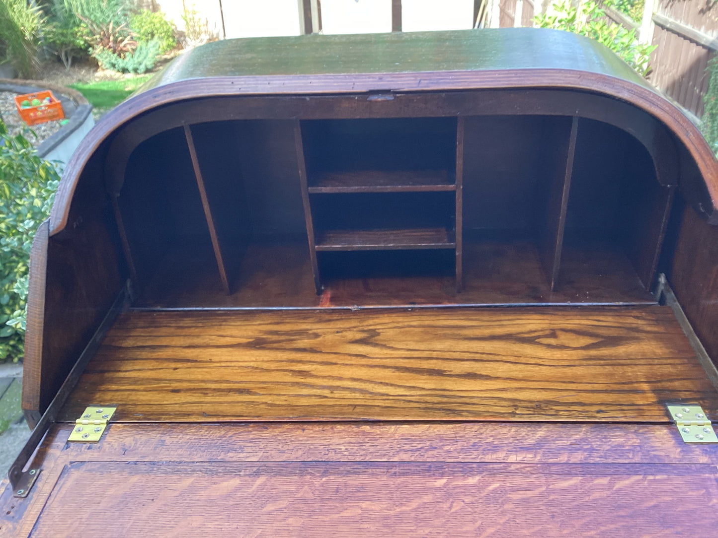 Vintage Oak Bureau With Key