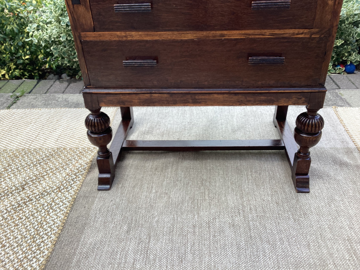 Vintage Oak Bureau With Key