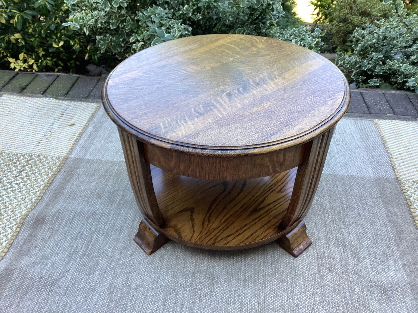 Mid Century Art Deco Style Oak Two Tier Heavy Coffee Table