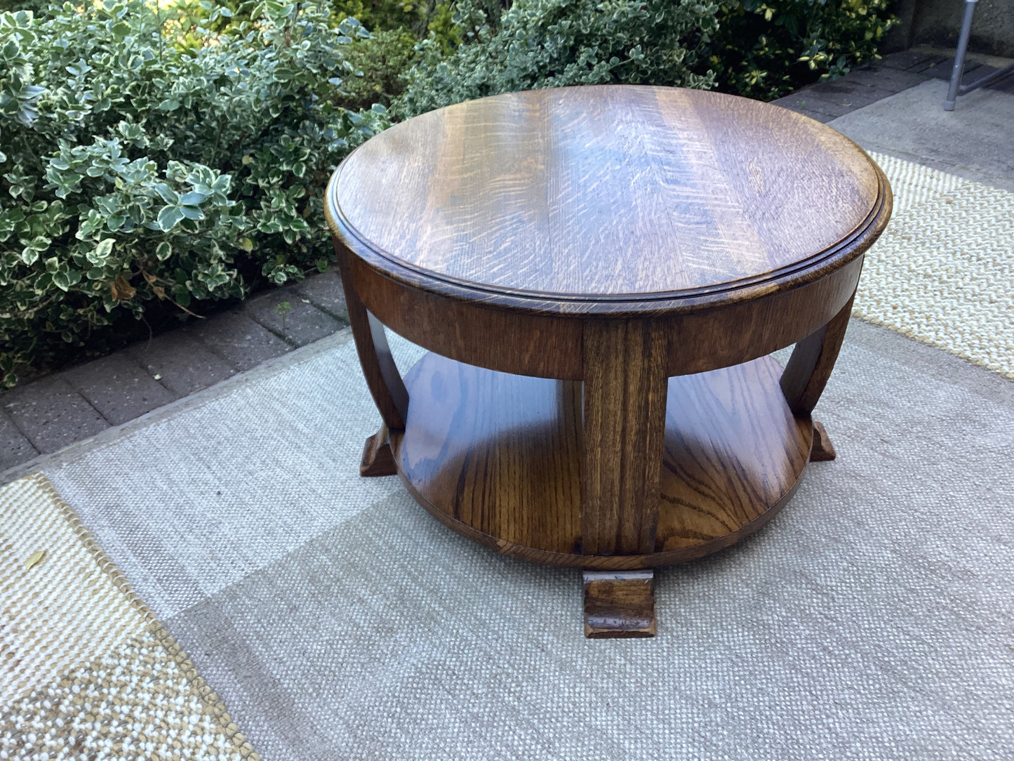 Mid Century Art Deco Style Oak Two Tier Heavy Coffee Table