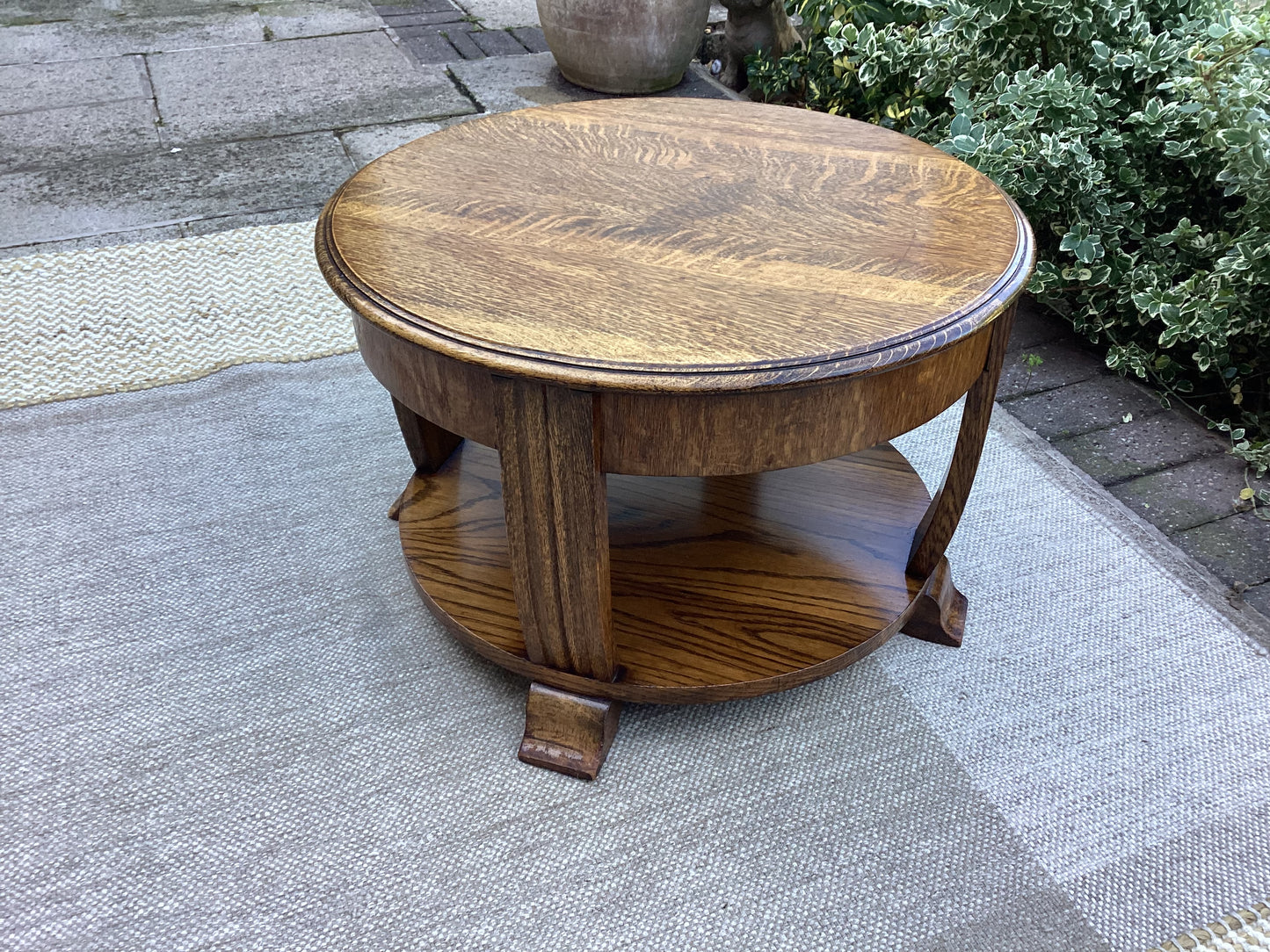 Mid Century Art Deco Style Oak Two Tier Heavy Coffee Table